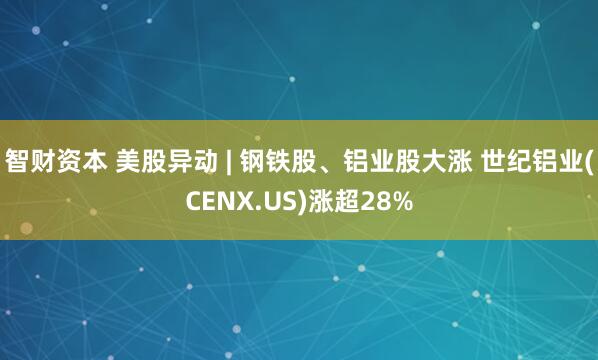 智财资本 美股异动 | 钢铁股、铝业股大涨 世纪铝业(CENX.US)涨超28%