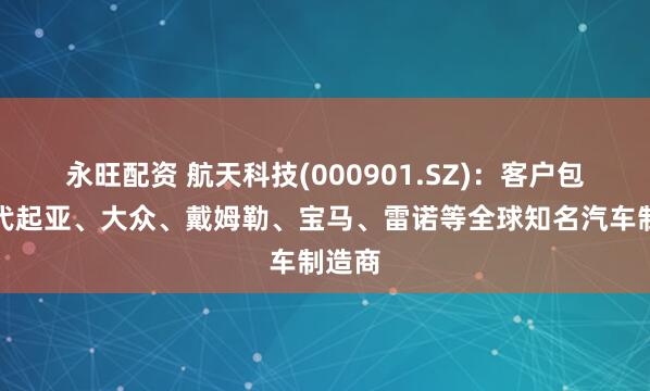 永旺配资 航天科技(000901.SZ)：客户包括现代起亚、大众、戴姆勒、宝马、雷诺等全球知名汽车制造商