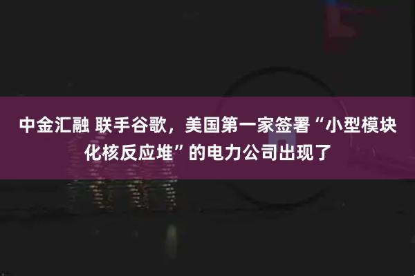 中金汇融 联手谷歌，美国第一家签署“小型模块化核反应堆”的电力公司出现了